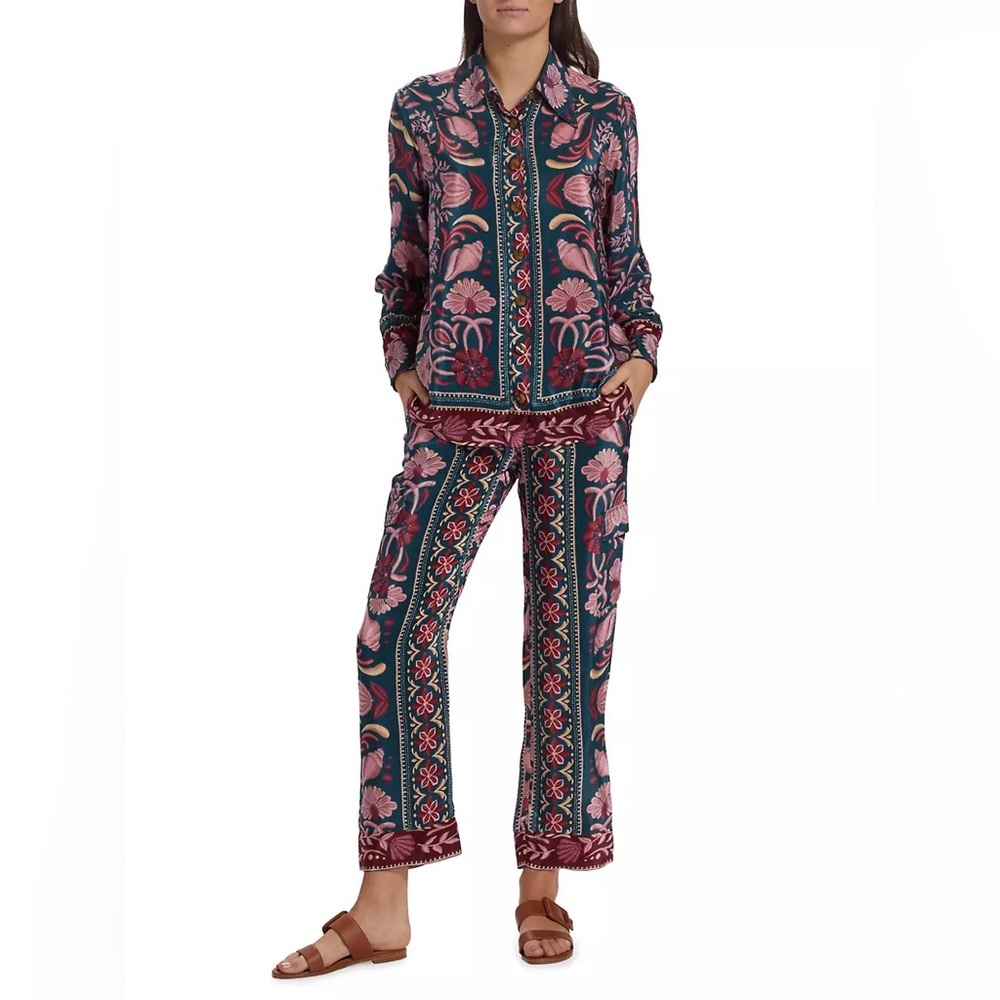 Farm Rio Seashell Tapestry Cargo Pants Size S